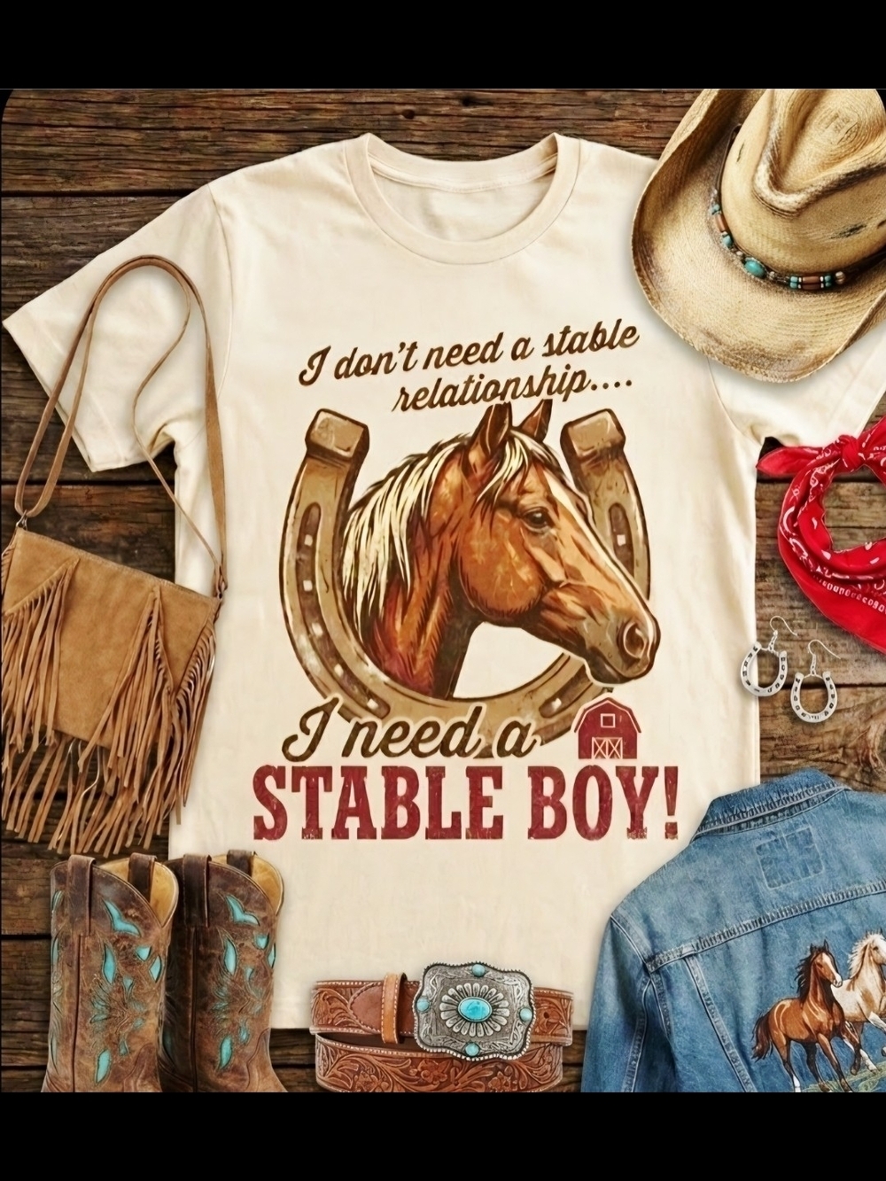 Funny Horse Stable Boy Tee • Western Cowgirl Humor Shirt • Equestrian Barn Life